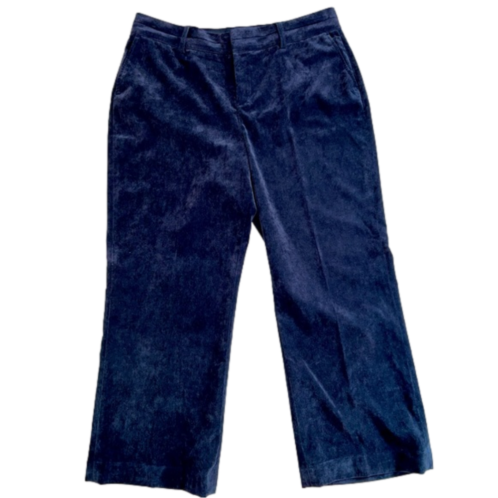 Coldwater Creek navy blue wide leg micro corduroy trouser pants size 16